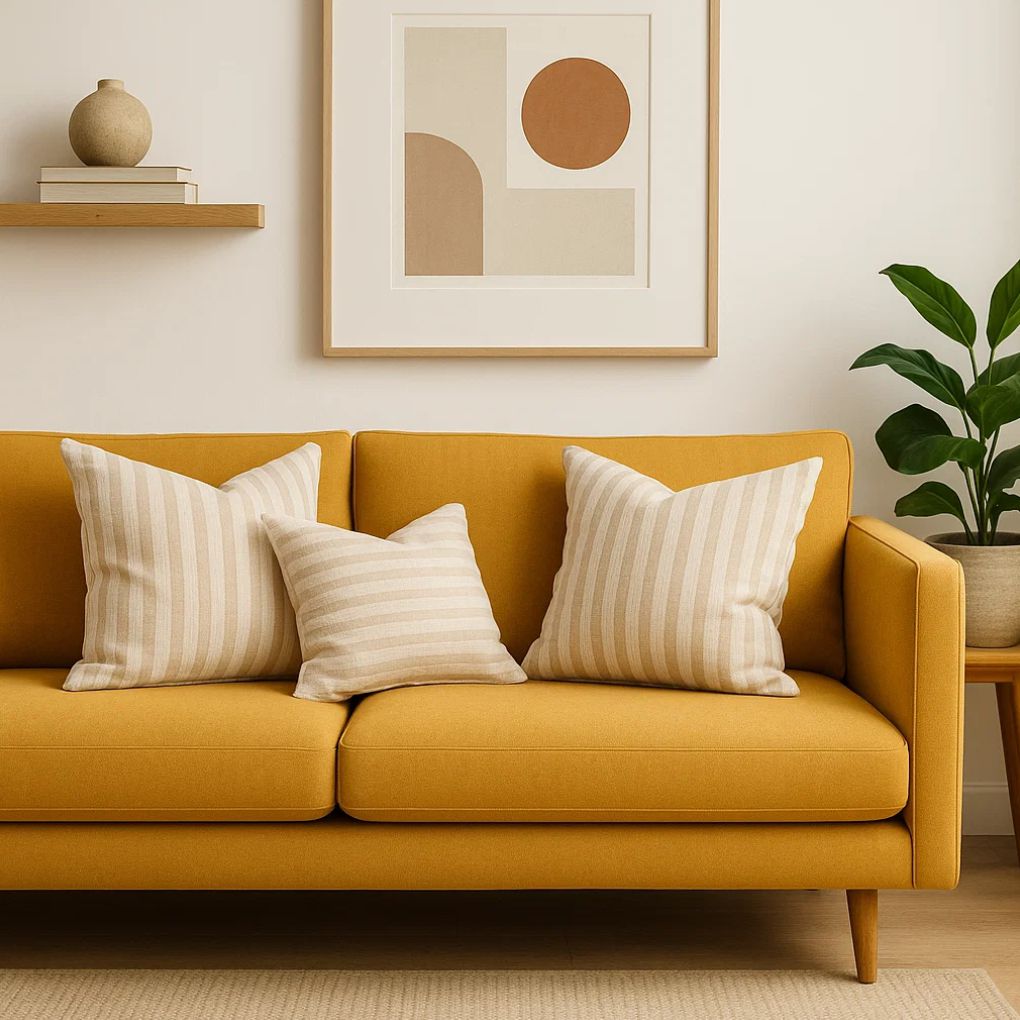 Organic Cotton Cushion – Harvest Beige | Luxury Throw Pillow for Modern Interiors