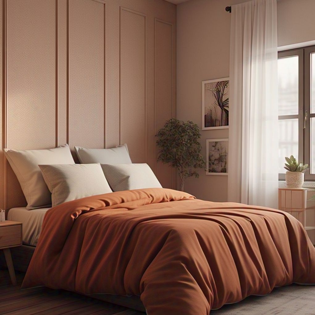 Earth-toned rust colour cotton quilt cover – Kottonk eco-friendly bedding