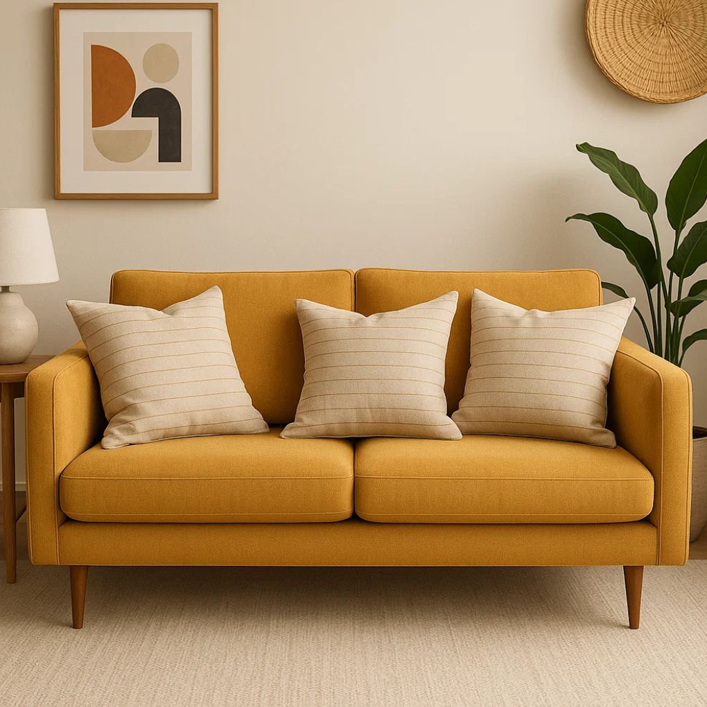 Organic Cotton Cushion – Harvest Beige | Luxury Throw Pillow for Modern Interiors