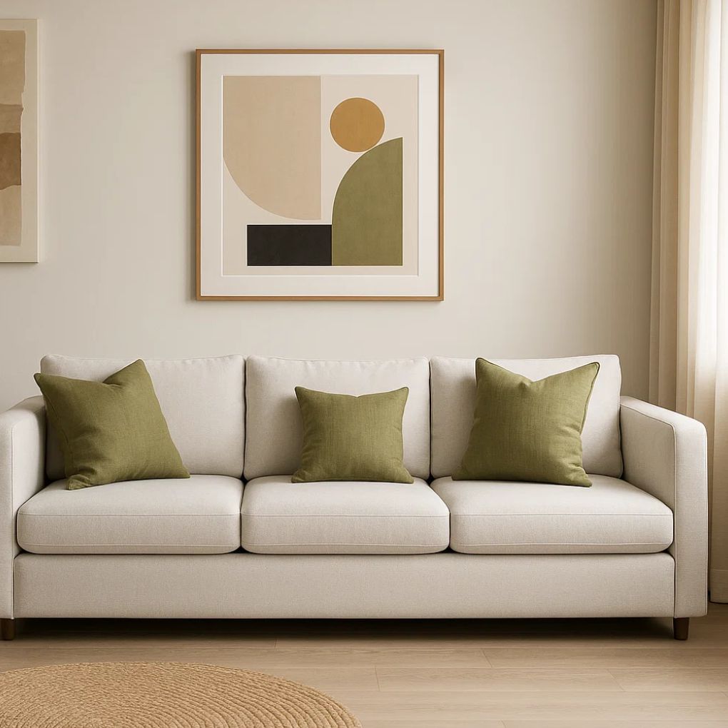 Organic Cotton Cushion – Harvest Beige | Luxury Throw Pillow for Modern Interiors