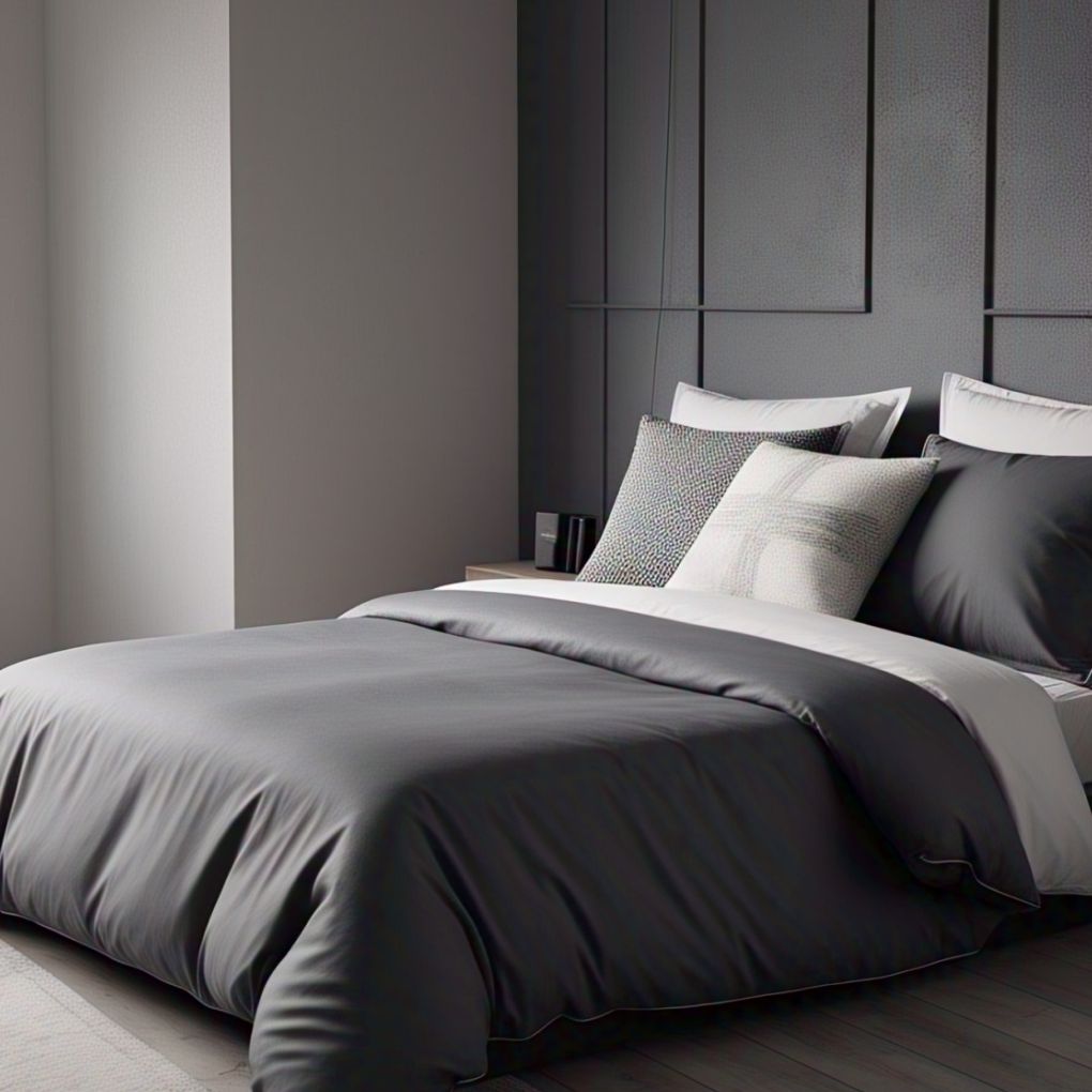Minimalist charcoal grey organic cotton quilt cover by Kottonk