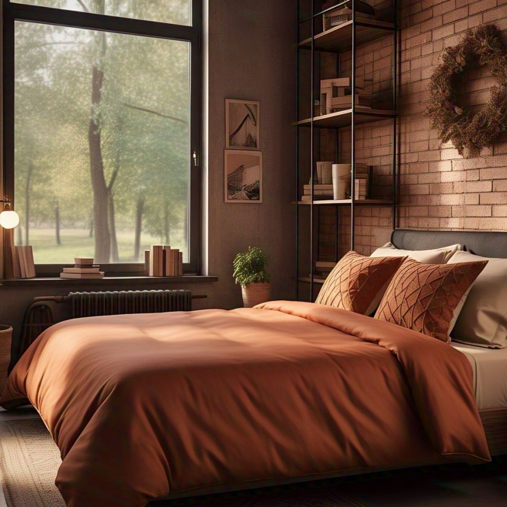 Earth-toned rust colour cotton quilt cover – Kottonk eco-friendly bedding