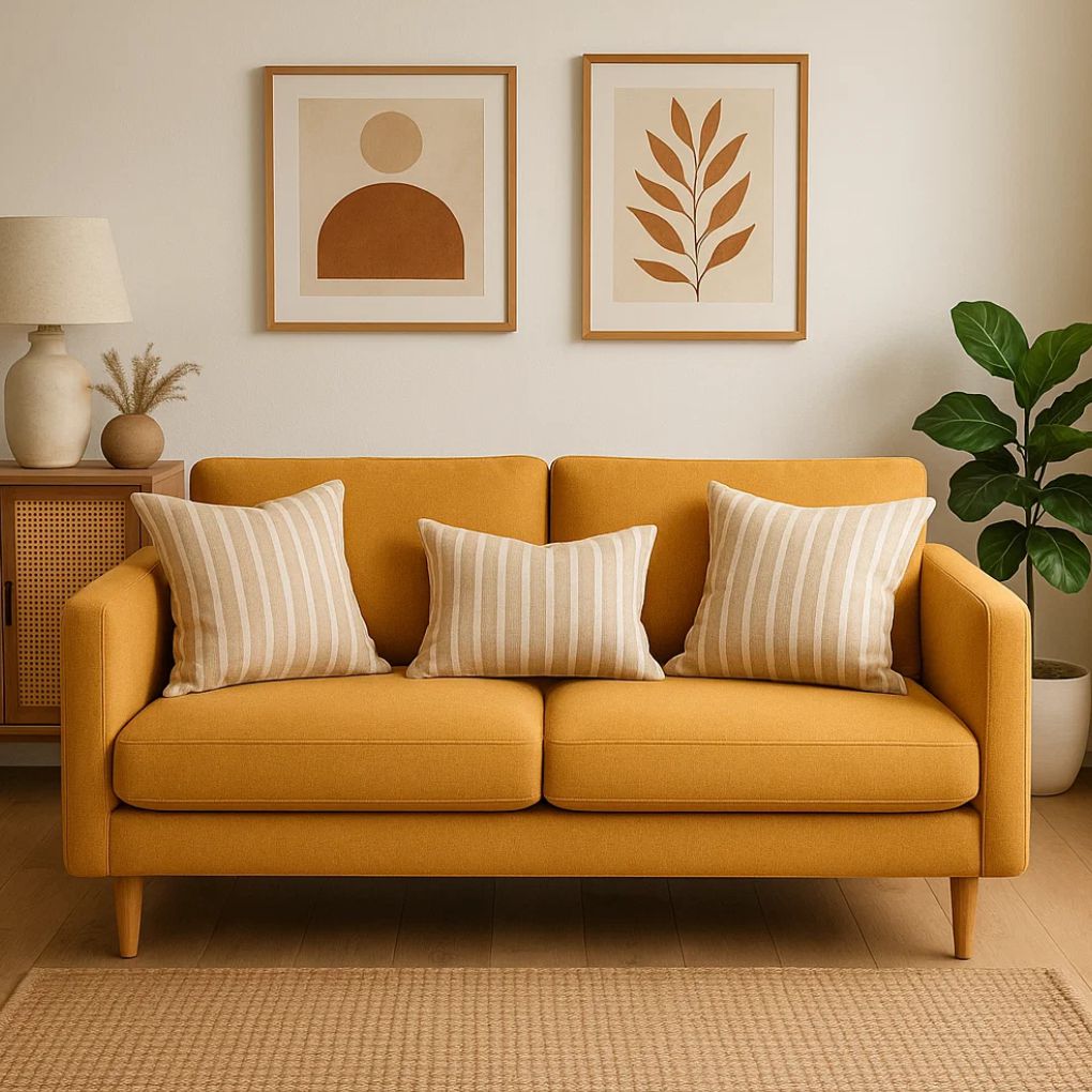 Organic Cotton Cushion – Harvest Beige | Luxury Throw Pillow for Modern Interiors