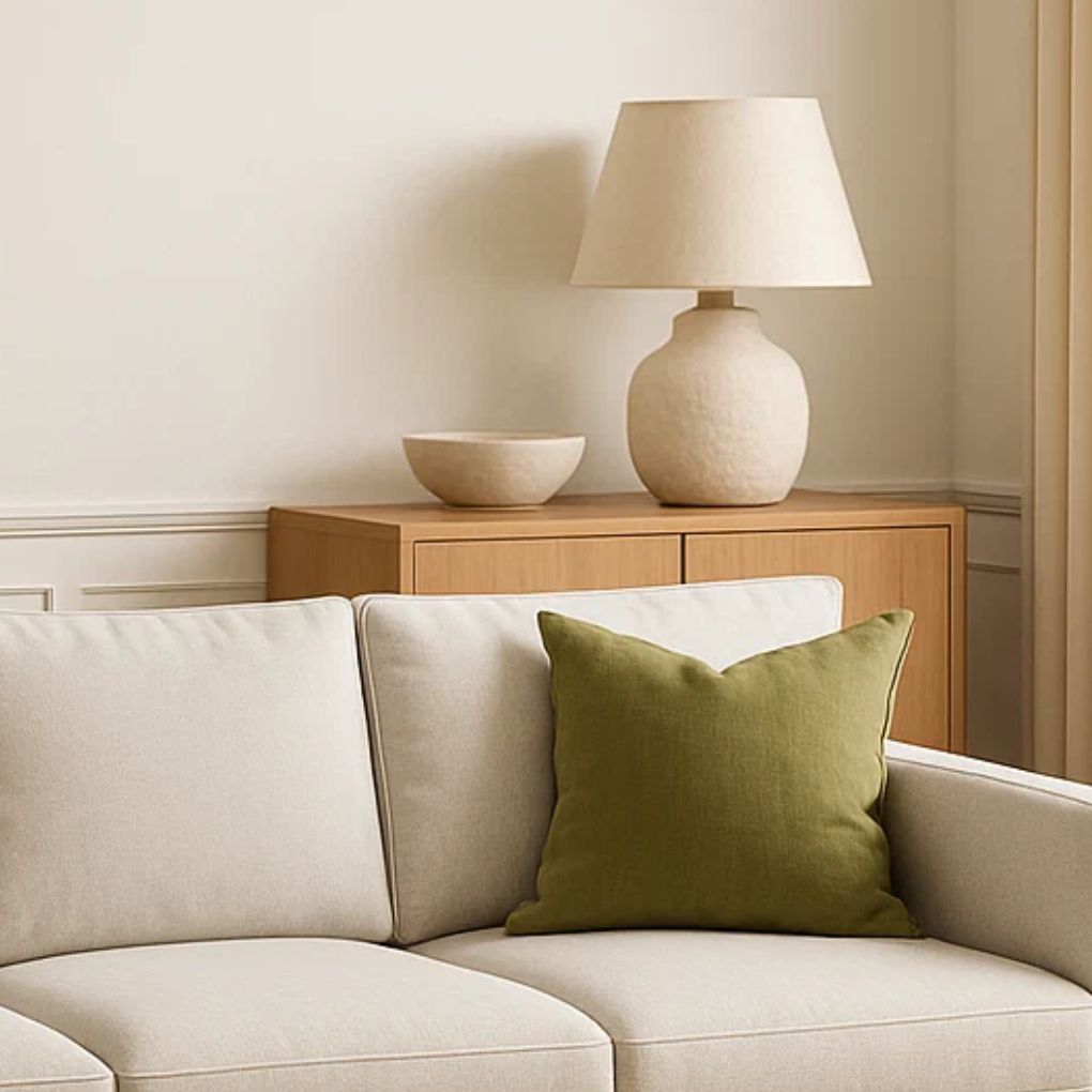 Organic Cotton Cushion – Harvest Beige | Luxury Throw Pillow for Modern Interiors