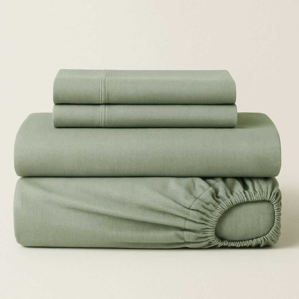 Luxury Organic Cotton Fitted Sheet – Botanic Sage