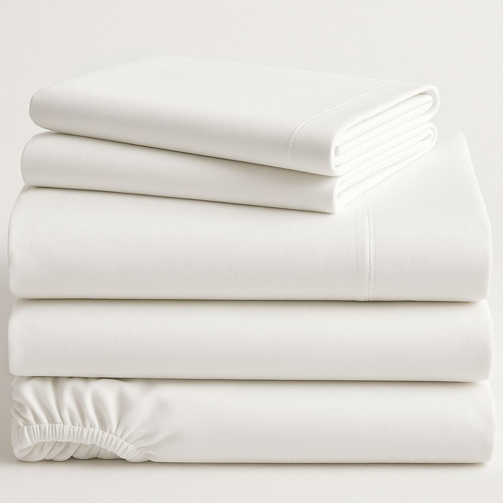 White Cloud  100% Organic Cotton Bedsheet Set | Fitted, Flat & Pillowcases | Luxury Bedding Australia – Kottonk®