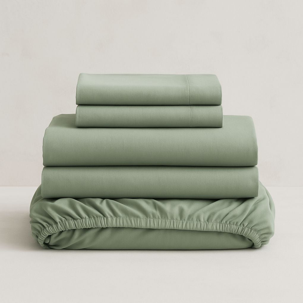 Sage Botanic 100% Organic Cotton Bedsheet Set | Fitted, Flat & Pillowcases | Luxury Bedding Australia – Kottonk®