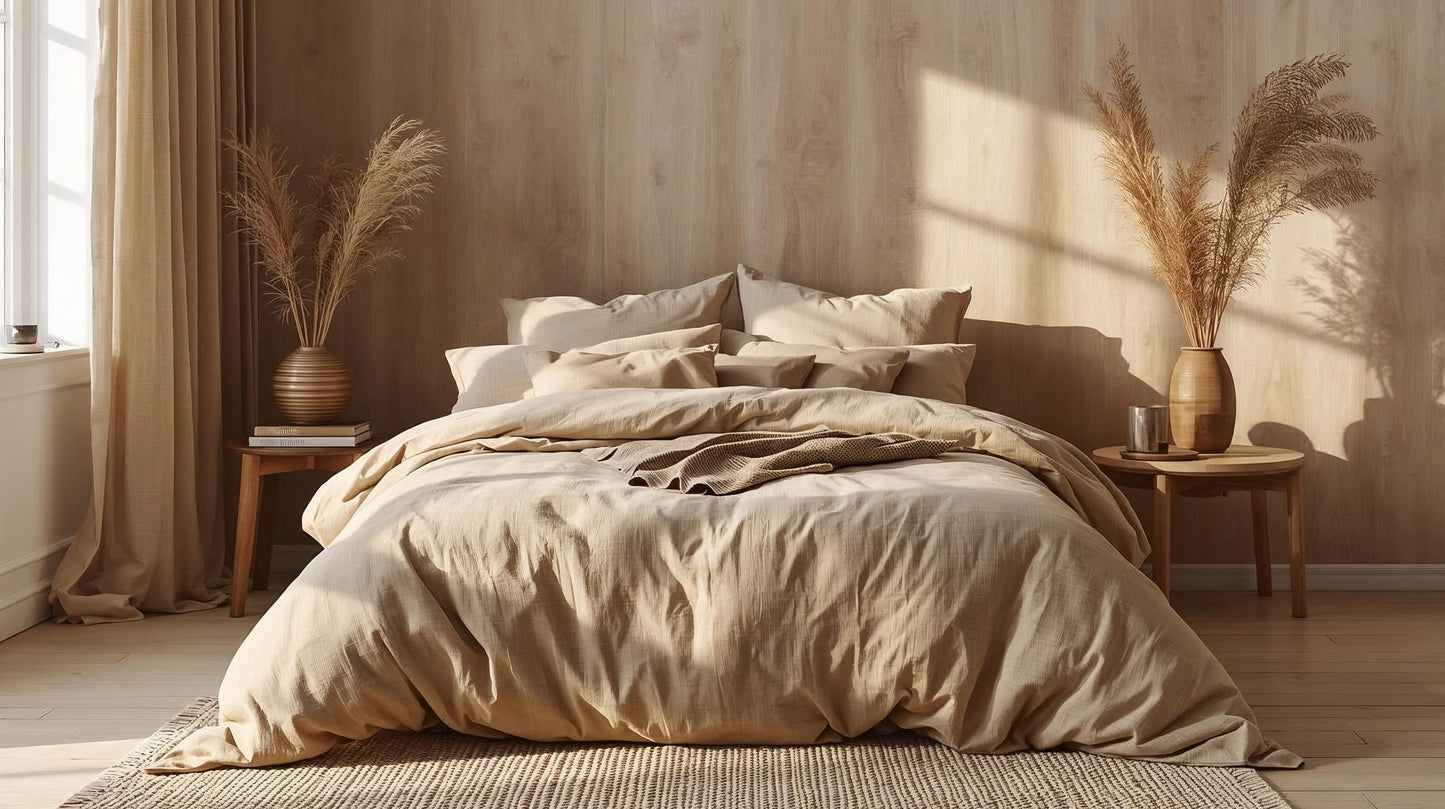 Kottonk Amber Sand 100% Linen Quilt Cover – Golden Beige Luxury Bedding Inspired by Australian Summers
