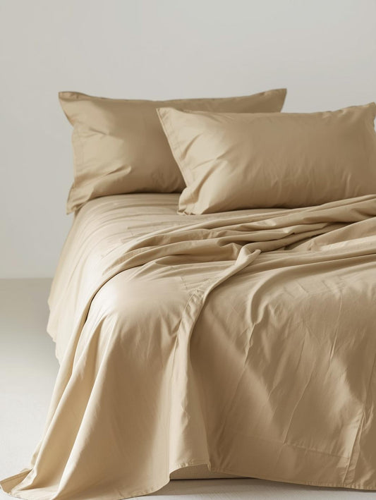 Beige Harvest 100% Organic Cotton Bedsheet Set – Queen | Fitted, Flat & Pillowcases | Luxury Bedding Australia – Kottonk®