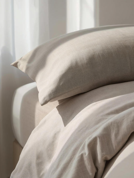 Dune Taupe Linen Quilt Cover Set – 100% Pure Linen Bedding with Matching Pillowcases | Luxury Doona Cover Australia