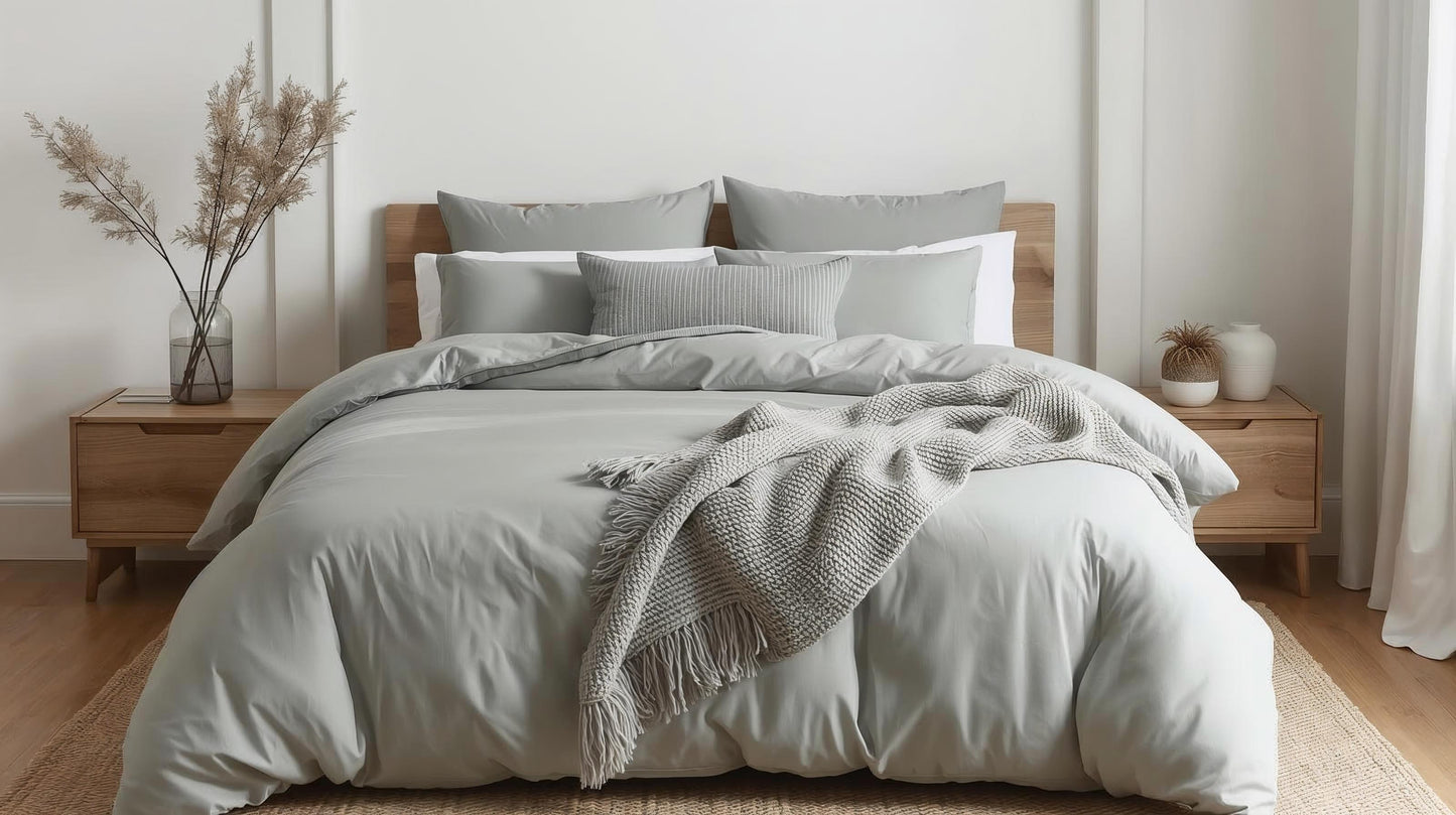 Kottonk Eucalyptus Mist 100% Linen Quilt Cover – Calming Green-Gray Bedding for Australian Bedrooms