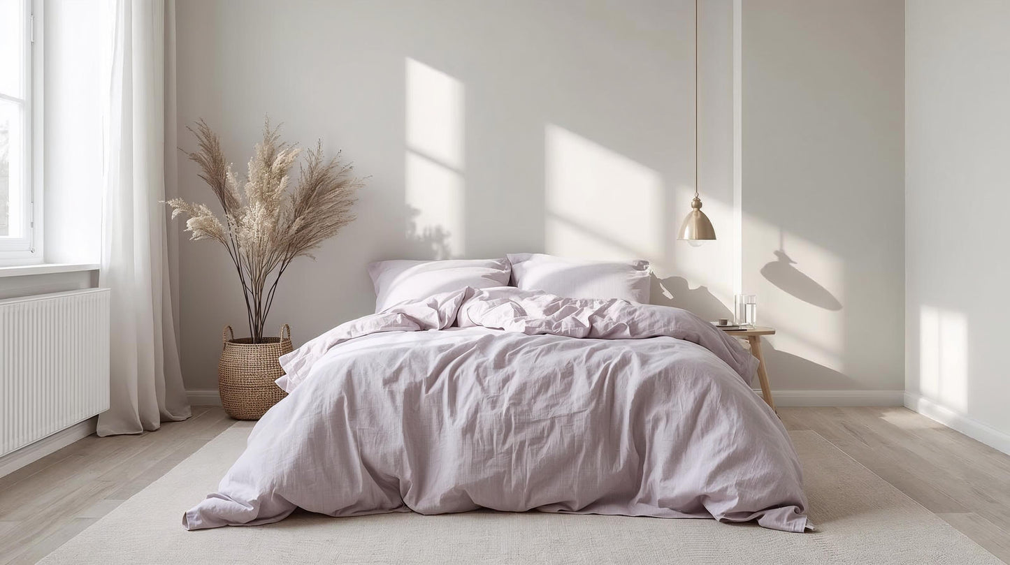 Soft Lavender Fog Linen Quilt Cover Set – 100% Pure Linen Bedding with Matching Pillowcases | Luxury Doona Cover Australia