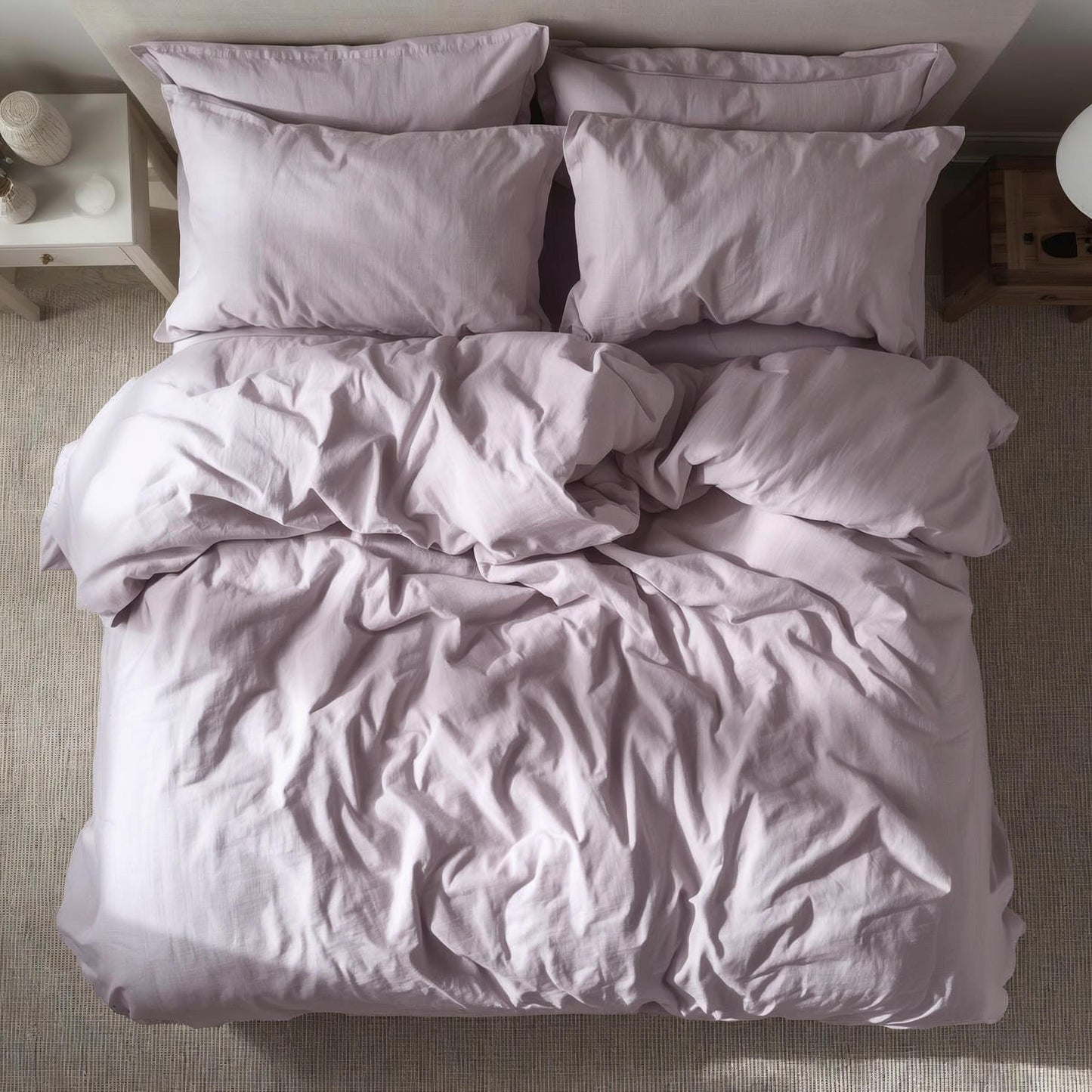 Soft Lavender Fog Linen Quilt Cover Set – 100% Pure Linen Bedding with Matching Pillowcases | Luxury Doona Cover Australia