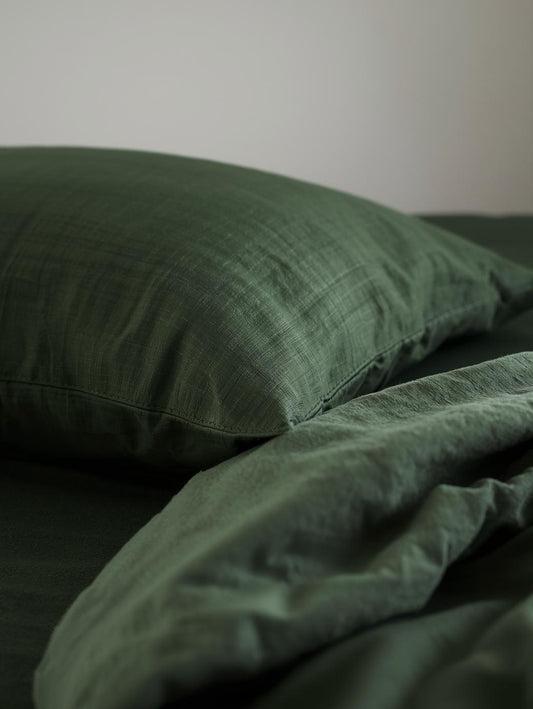 Midnight Moss Pure Linen Quilt Cover Set