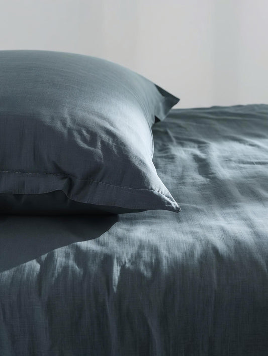 Ocean Slate Pure Linen Quilt Cover Set