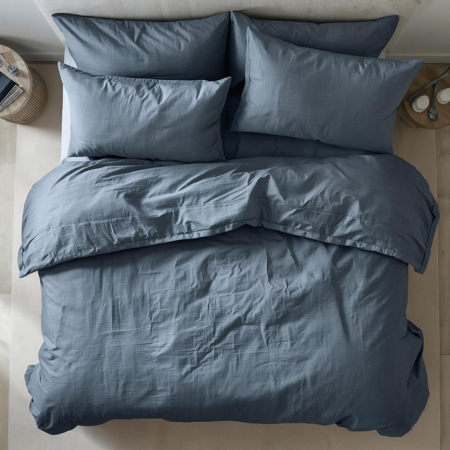 Ocean Slate Linen Quilt Cover Set – 100% Pure Linen Bedding with Matching Pillowcases | Luxury Doona Cover Australia