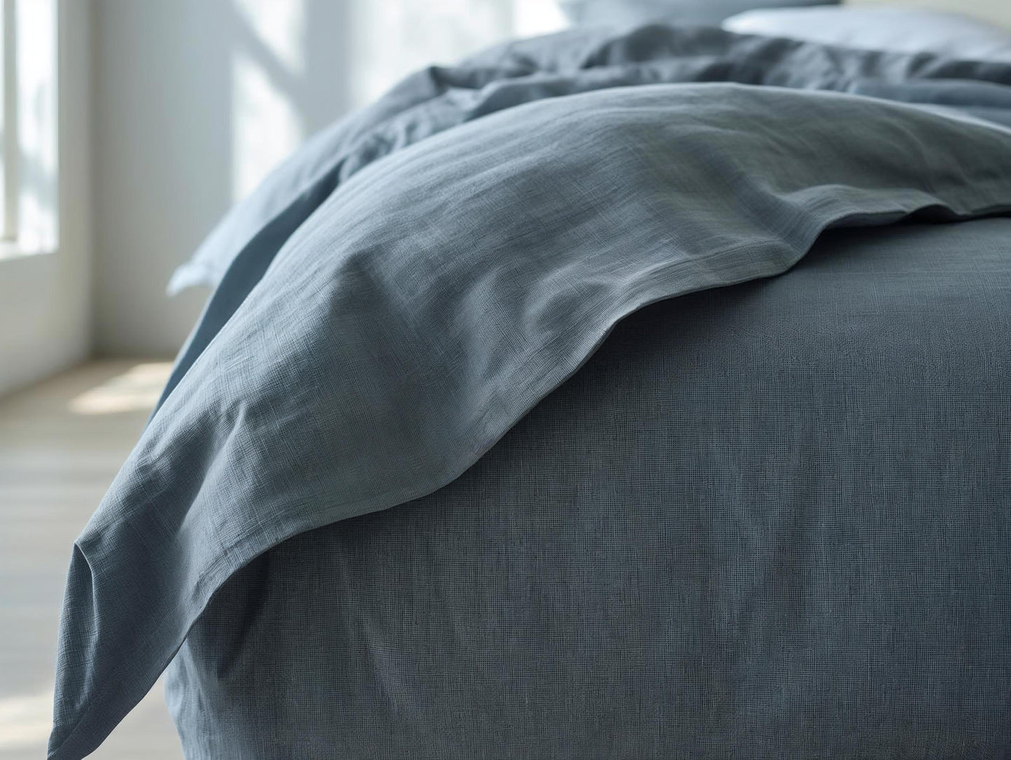 Ocean Slate Linen Quilt Cover Set – 100% Pure Linen Bedding with Matching Pillowcases | Luxury Doona Cover Australia