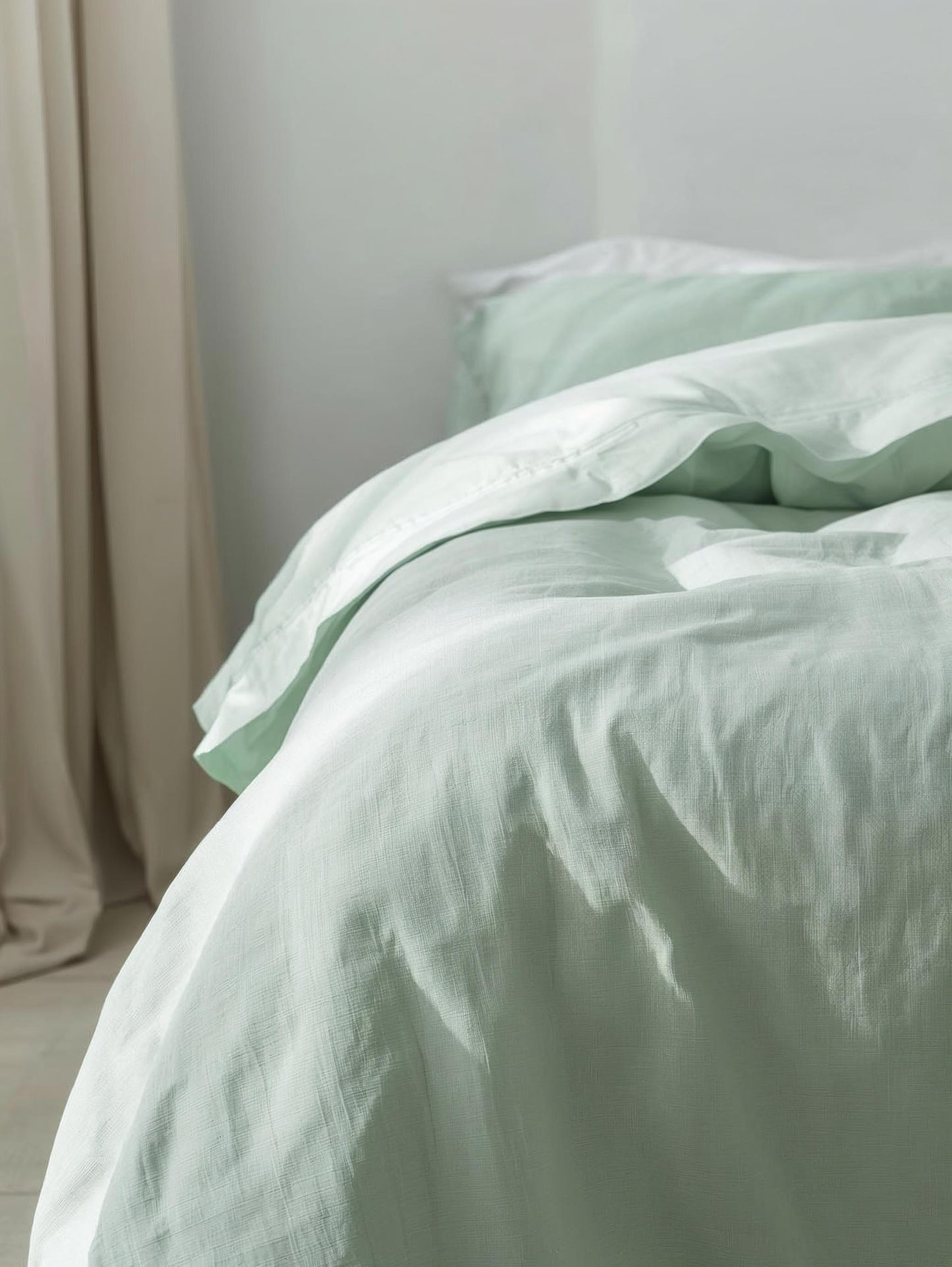 Seafoam Whisper Linen Quilt Cover Set – 100% Pure Linen Bedding with Matching Pillowcases | Luxury Doona Cover Australia