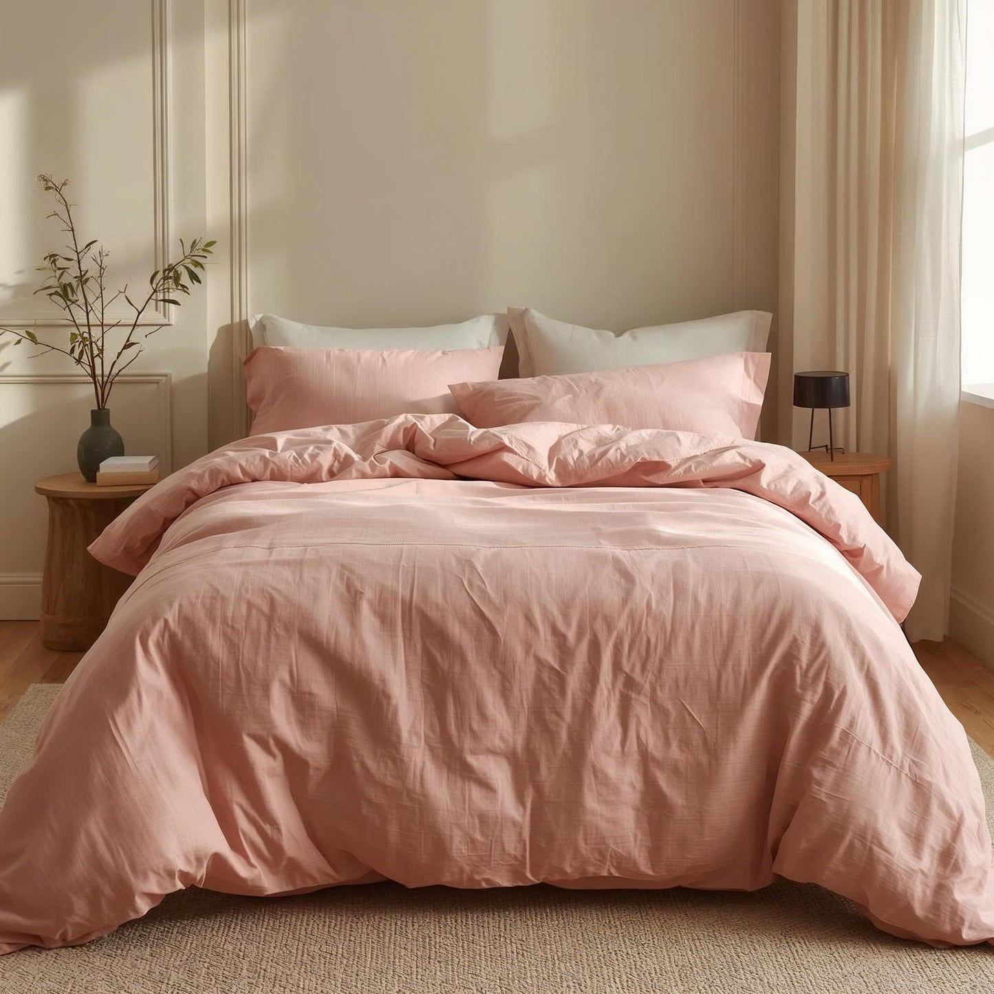 Sunset Blush Linen Quilt Cover Set – 100% Pure Linen Bedding with Matching Pillowcases | Luxury Doona Cover Australia