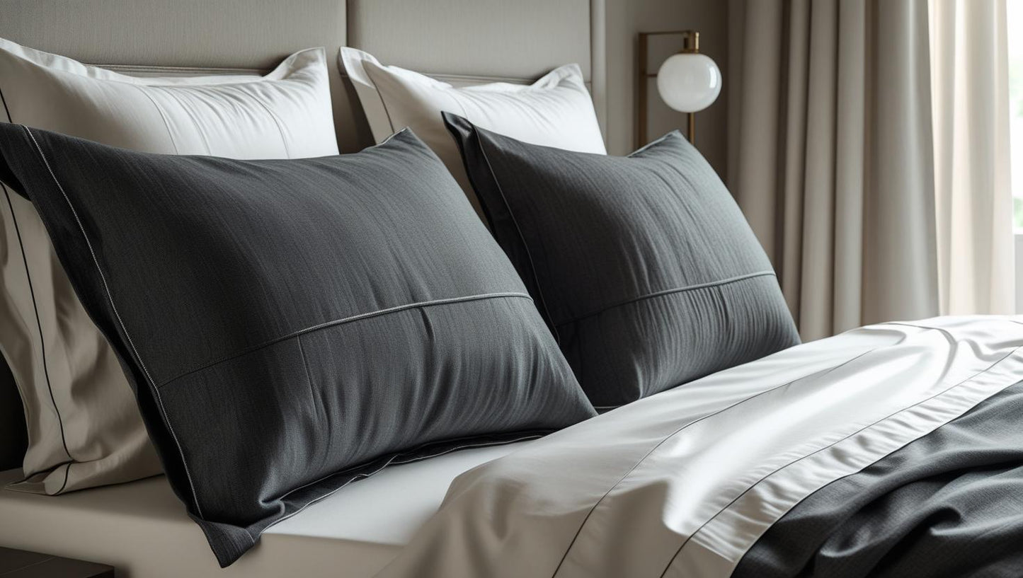 Grey Charcoal 100% Organic Cotton Pillowcase Set – Pair | Luxury Bedding Australia – Kottonk®