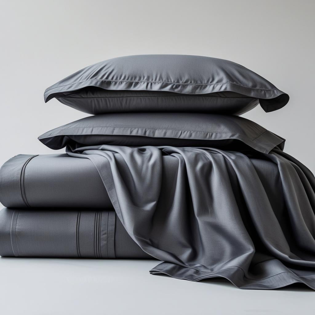 Grey Charcoal 100% Organic Cotton Bedsheet Set – Queen | Fitted, Flat & Pillowcases | Luxury Bedding Australia – Kottonk®