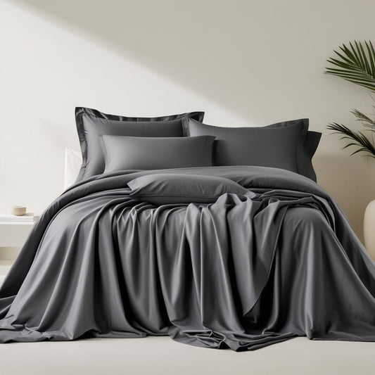 Grey Charcoal 100% Organic Cotton Bedsheet Set – Queen | Fitted, Flat & Pillowcases | Luxury Bedding Australia – Kottonk®