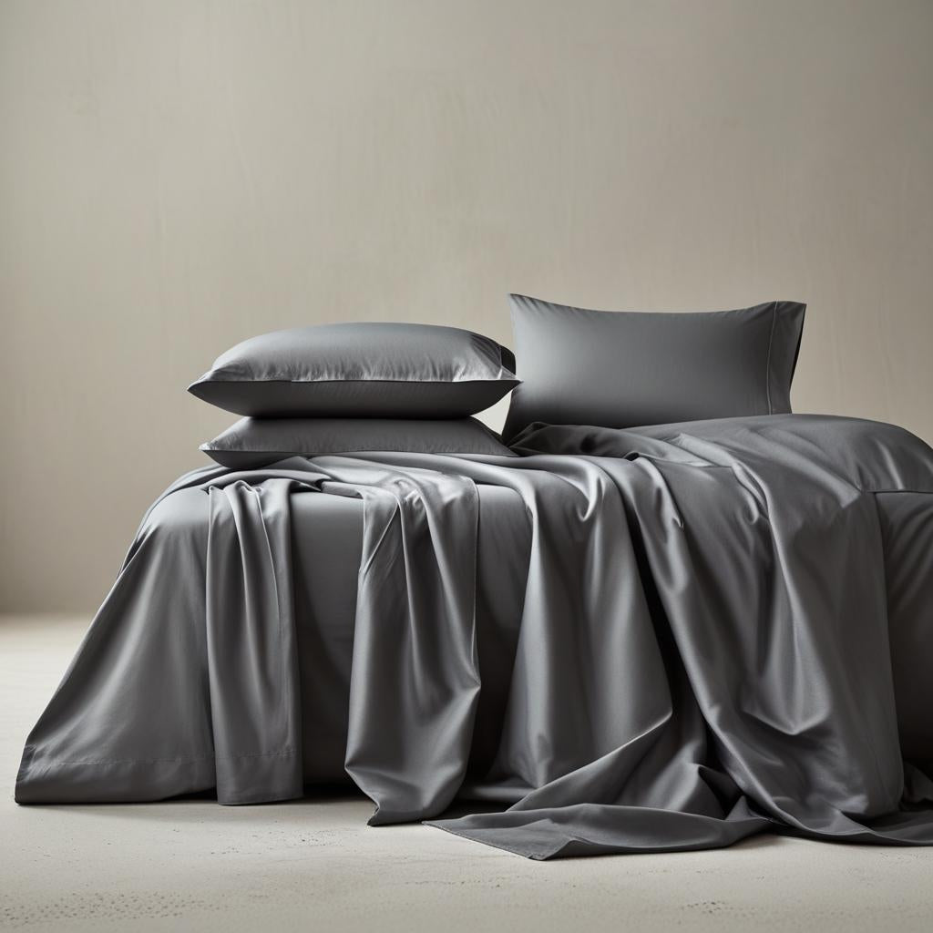 Grey Charcoal 100% Organic Cotton Bedsheet Set – Queen | Fitted, Flat & Pillowcases | Luxury Bedding Australia – Kottonk®